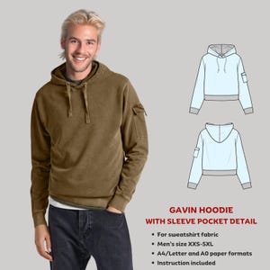 Hoodie Gavin pocket sleeve for men , man , men's , man's