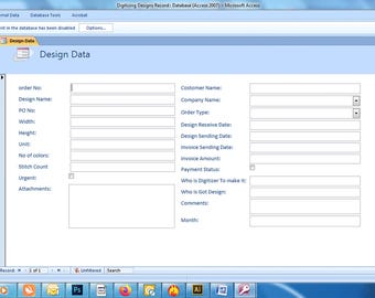 Sistema de registro de logotipos de digitalización de bordados / Programas de Microsoft Access