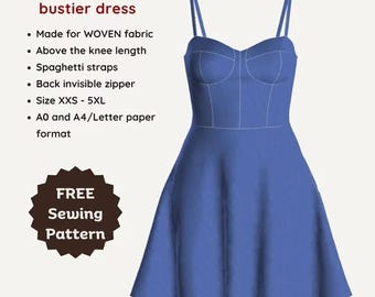 Patrón de costura para vestido bustier Desiree (PDF) / Patrones de vestidos / Vestidos casuales / Vestidos de fiesta