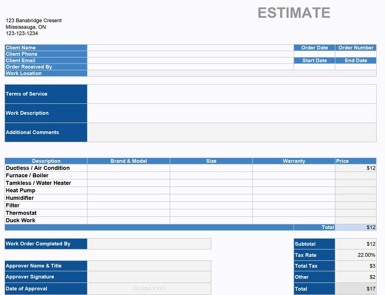 HVAC Service Log Sheet | Printable AC & Furnace Maintenance Form ...