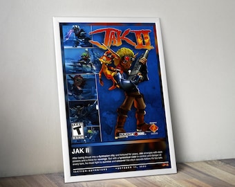 Jak 2 Poster Print | Gaming Cover | Gaming Poster | 4 Colors | Gaming Decor | Video Game Poster | Gaming Gift | Video Game Print