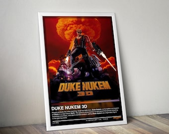 Duke Nukem 3D Poster Print | Duke Nukem Cover | Gaming Poster | 4 Colors | Gaming Decor | Video Game Poster | Gaming Gift | Video Game Print