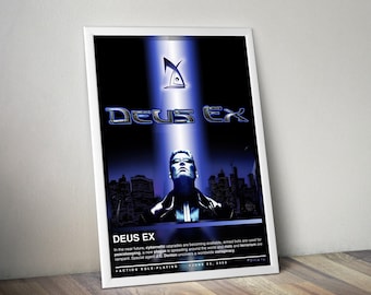 Deus Ex 2000 Poster Print | Gaming Cover | Gaming Posters | 4 Colors | Gaming Decors | Video Game Posters | Gaming Gifts | Video Game Prints