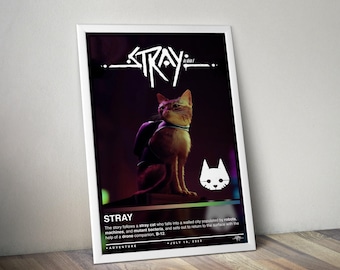 Stray Poster Print | Stray Cover | Gaming Poster | 4 Colors | Gaming Decor | Video Game Poster | Gaming Gift | Video Game Print