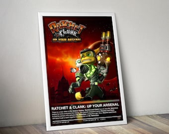 Ratchet and Clank Up Your Arsenal Poster Print | Gaming Poster | 4 Colors | Gaming Decor | Video Game Poster | Gaming Gift, Video Game Print