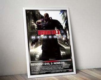 Resident Evil 3 Poster | Resident Evil Print | Gaming Poster | 4 Colors | Gaming Decor | Video Game Poster | Gaming Gift | Gaming Wall Art