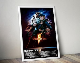 Resident Evil 5 Poster | Resident Evil Print | Gaming Poster | 4 Colors | Gaming Decor | Video Game Poster | Gaming Gift | Gaming Wall Art