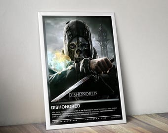 Dishonored Poster Druck | Dishonored Hülle | Gaming Poster | 4 Farben | Spiele Dekor | Videospiel Poster | Spiele Geschenke | Videospiel Drucke