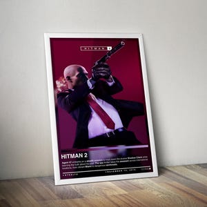 Hitman 2 Poster Print | Hitman Cover | Gaming Poster | 4 Colors | Gaming Decor | Video Game Posters | Gaming Gifts | Video Game Prints