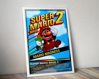 Super Mario Bros 2 Poster | Super Mario Print | Gaming Poster | 4 Colors | Gaming Decor | Video Game Poster | Gaming Gift | Gaming Wall Art