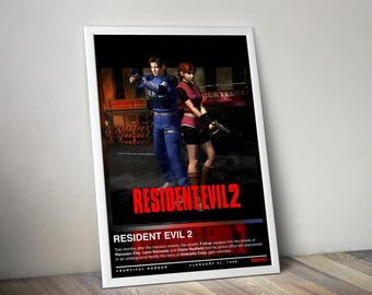 Resident Evil 2 Poster | Resident Evil Print | Gaming Poster | 4 Colors | Gaming Decor | Video Game Poster | Gaming Gift | Gaming Wall Art