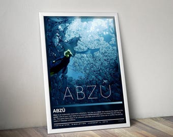 Abzu Poster Print | Gaming Cover | Gaming Poster | 4 Colors | Gaming Decor | Video Game Poster | Gaming Gift | Video Game Print