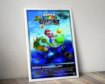 Super Mario Galaxy Poster | Super Mario Print | Gaming Poster | 4 Colors | Gaming Decor | Video Game Poster | Gaming Gift | Gaming Wall Art
