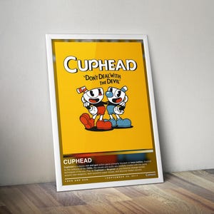 Cuphead Poster Print | Cuphead Cover | Gaming Poster | 4 Colors | Gaming Decor | Video Game Poster | Gaming Gift | Video Game Print