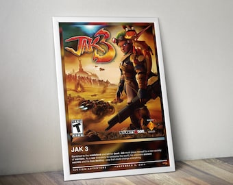 Jak 3 Poster Print | Gaming Cover | Gaming Poster | 4 Colors | Gaming Decor | Video Game Poster | Gaming Gift | Video Game Print