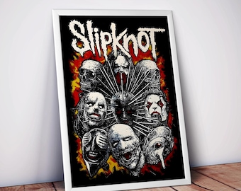 Póster de máscara de terror de Slipknot, arte de banda de heavy metal, decoración de pared de grunge oscuro, impresión mate de alta calidad, regalo para fanáticos del rock, envío gratuito a EE. UU.