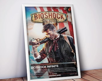 Plakat BioShock Infinite | Plakat z gry wideo | 4 kolory | Wysokiej jakości wydruk | Sztuka ścienna w stylu steampunkowej strzelanki | Prezenty dla graczy | Darmowa wysyłka w USA