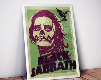 Póster vintage de Black Sabbath / Arte clásico de heavy metal / Decoración de pared de rock retro / Impresiones de alta calidad / Regalos para amantes de la música / Envío gratuito a EE. UU.