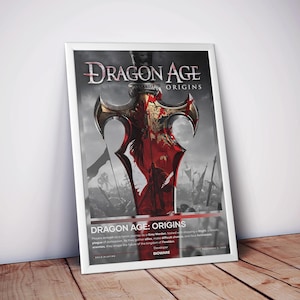 ドラゴンエイジ オリジンズ ポスター | ビデオゲーム ポスター | 4色 | 高品質マットプリント | ファンタジーRPG ウォールアート | ゲーマーギフト | 米国送料無料