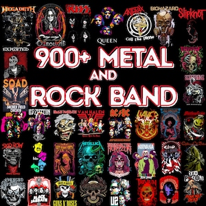 900+ Rock and Metal Band PNG Bundle: Vintage Punk Logos, Concert Graphics (Digital Download)