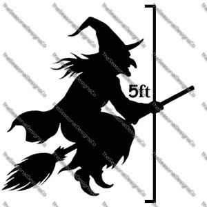 Witch 5ft Template Printable trace and Cut Halloween Silhouette Decor Templates / Stencils. PDF