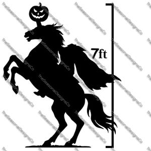Headless Horseman 7ft Template Printable trace and Cut Halloween Silhouette Decor Templates / Stencils. PDF