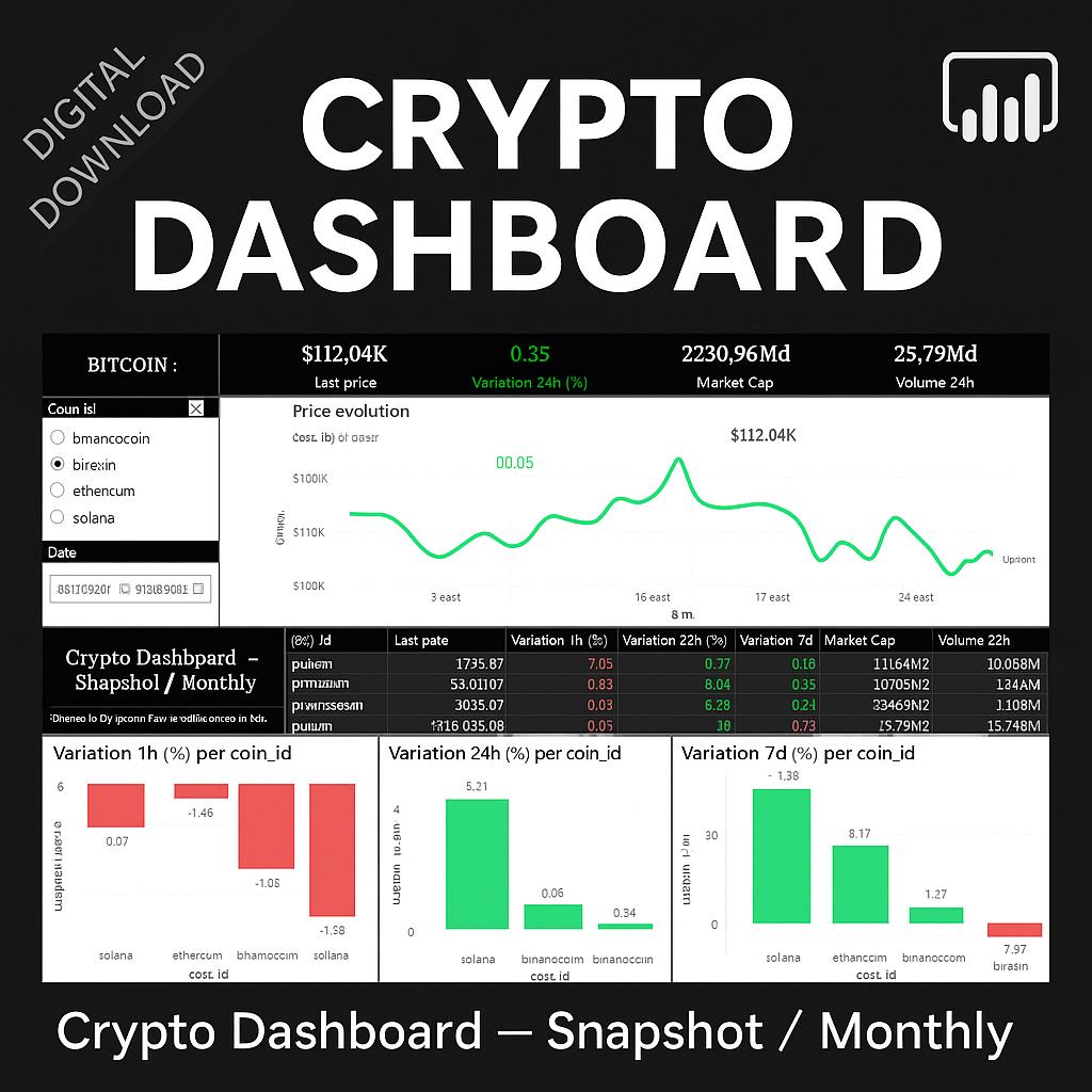 Power BI 暗号通貨ダッシュボードテンプレート – ビットコイン、イーサリアム、アルトコインを追跡（CSV で自動化） - Etsy 日本
