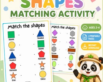 Printbare werkbladen voor het matchen van vormen (2 pagina's) | Leerzaam materiaal voor peuters, kleuters en kinderen in groep 1