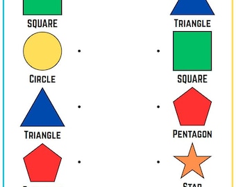 Printable Shapes Matching Activity Worksheets (2 Pages) | Preschool, Toddler, Kindergarten Learning Printable