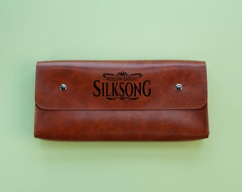 Switch 2 Storage Case: Brown Leather Pouch Bag | Silk Hollow Song Knight Hornet
