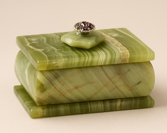 Marble Jewelry Box with Lid : Luxury Stone Keepsake Organizer