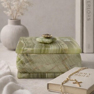 Prayer Handcrafted Keepsake Case For Holy Items, Small Decorative Box With Lid, Confirmation Stone Storage, Spiritual Gift For Dad