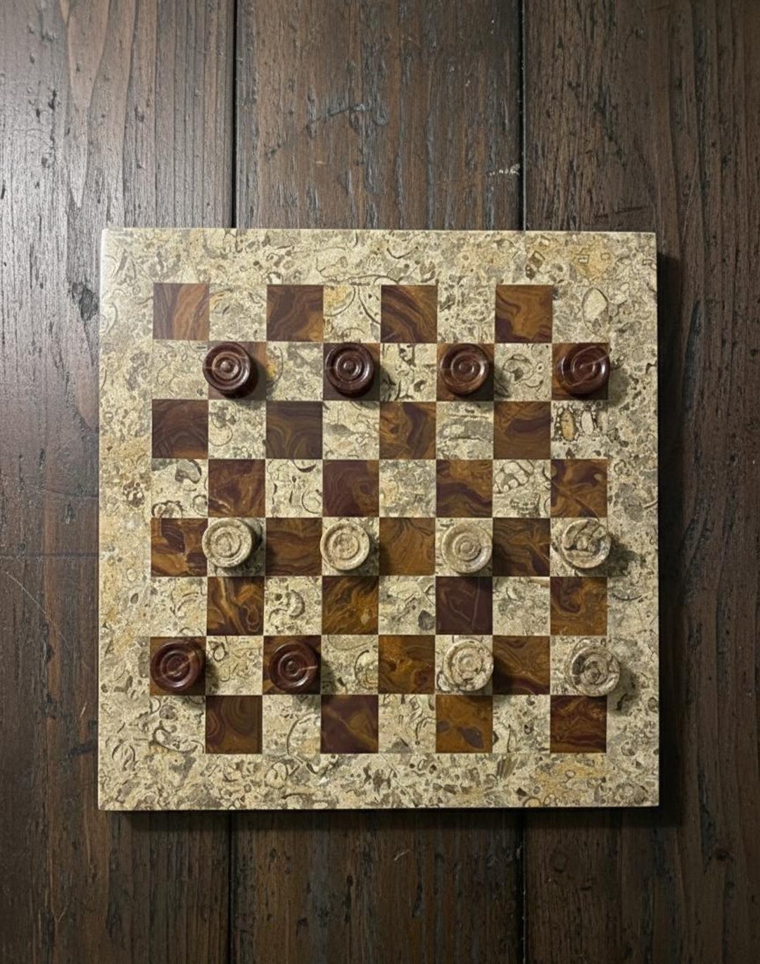 Ceramic Checkers Luxury Marble Checkers Set:handmade Onyx Table Board Game With Case - Etsy