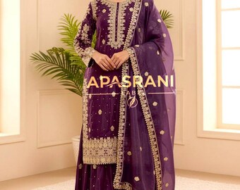 Purple Embroidered Punjabi Suit Set | Party Wear Salwar Kameez | Festive Ethnic Outfit