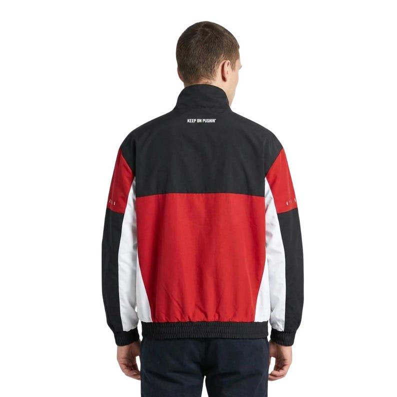 パフォーマンスジャケット ブラック/レッド/ホワイト Handmade Red Black White Color Block Track Jacket | Unisex