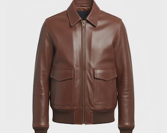 Original US Air Force Flight A2 Leather Jacket U.S.A.F Dark Brown