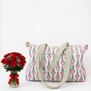 Large Cotton Patches Duffle Bags Blockprint Quilted Fabric Weekender Bags For Women Holiday Gifts Handmade Colorful Travel Overnight Bags
