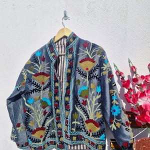 Sujani geborduurd Artwear fluwelen jack voor boho-winteroutfits Pattern 7