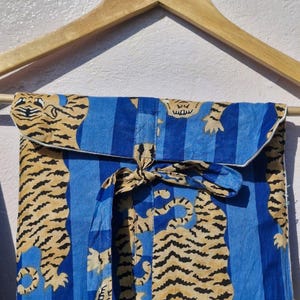 Personalized Pink Cotton Pajama Set | Tiger Print with Tote & Pouch image 15