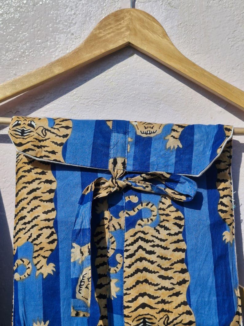 Personalized Pink Cotton Pajama Set | Tiger Print with Tote & Pouch image 15