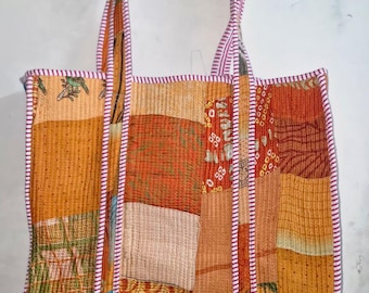 Patchwork Cotton Tote Bag, Handmade Reversible Shopper