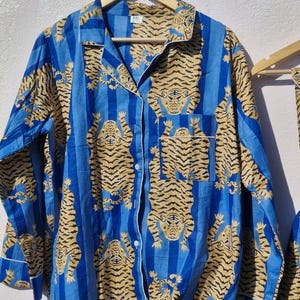 Personalized Pink Cotton Pajama Set | Tiger Print with Tote & Pouch image 14