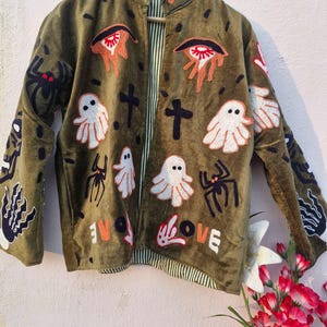 Sujani geborduurd Artwear fluwelen jack voor boho-winteroutfits Pattern 4