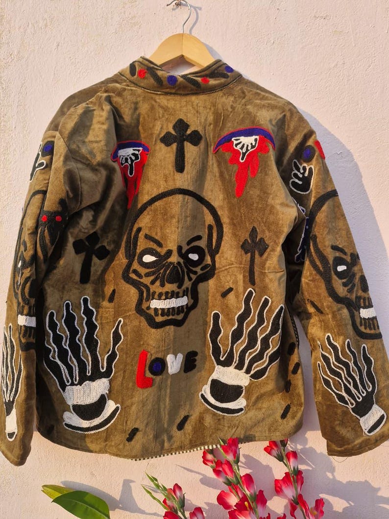 Sujani geborduurd Artwear fluwelen jack voor boho-winteroutfits afbeelding 8