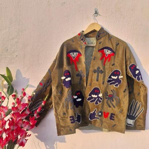 Sujani geborduurd Artwear fluwelen jack voor boho-winteroutfits afbeelding 1