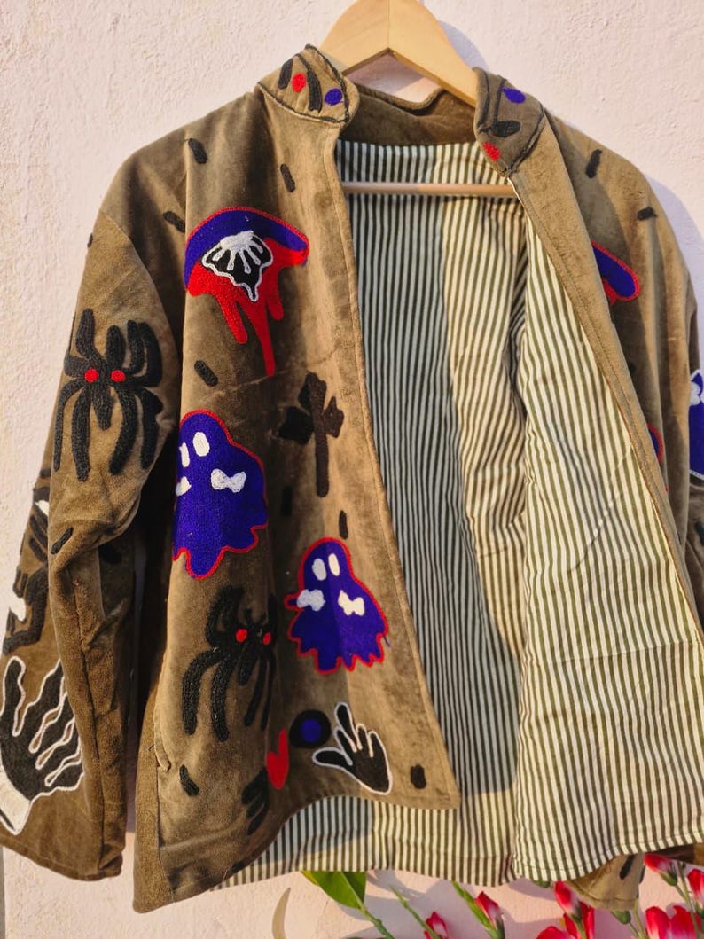 Sujani geborduurd Artwear fluwelen jack voor boho-winteroutfits afbeelding 3