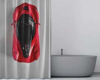 Classic Retro Car Muscle Car Shower Curtain: Vintage 70s-80s Garage Decor