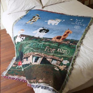 Woven Dog Tapestry Blanket, Vintage Style Throw, Cotton Blend Sofa Cover, Cute Puppy Wall Hanging, Art Jacquard Blanket