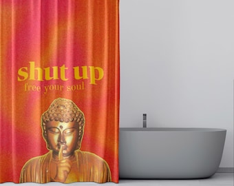 Zen Aesthetic Shower Curtain | Surreal Buddha Art Decor | Mindfulness Bathroom Gift | Waterproof Curtain with Hooks | Tranquil Home