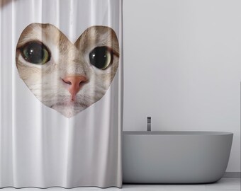 Personalized Happy Cat Meme Shower Curtain: Custom Waterproof Fabric